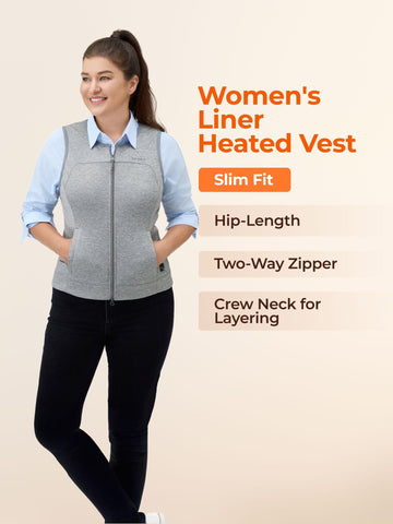 ORORO women's heated liner vest silhouette proves versatile outerwear in grey