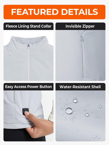 ORORO women's heated vest folded for packing shows ultralight layering.