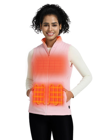 ORORO women's heated vest pink front view offering lightweight warmth for workouts
