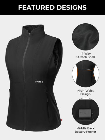 ORORO women's heated vest machine washable design for easy care after outdoor adventures.