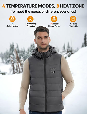orrnikko heated vest men's back view highlighting even heat distribution for all-day warmth