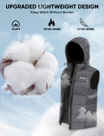 ORRNIKKO heated vest with carrying bag for storage and travel.