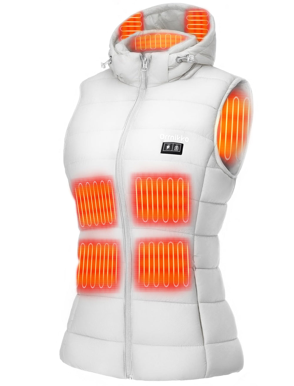 orrnikko women's heated vest folded for compact travel warmth
