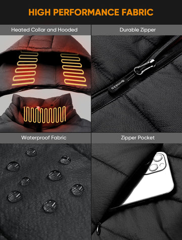 ORRNIKKO Heated Vest in winter gear demonstrates wind resistance and mobility.