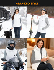 orrnikko women's heated vest on model showing core warmth in motion