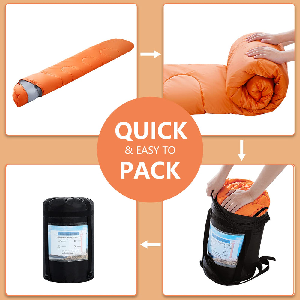 ORTHOMTEX sleeping bag superfine fiber filling delivers soft warmth and compact carry.