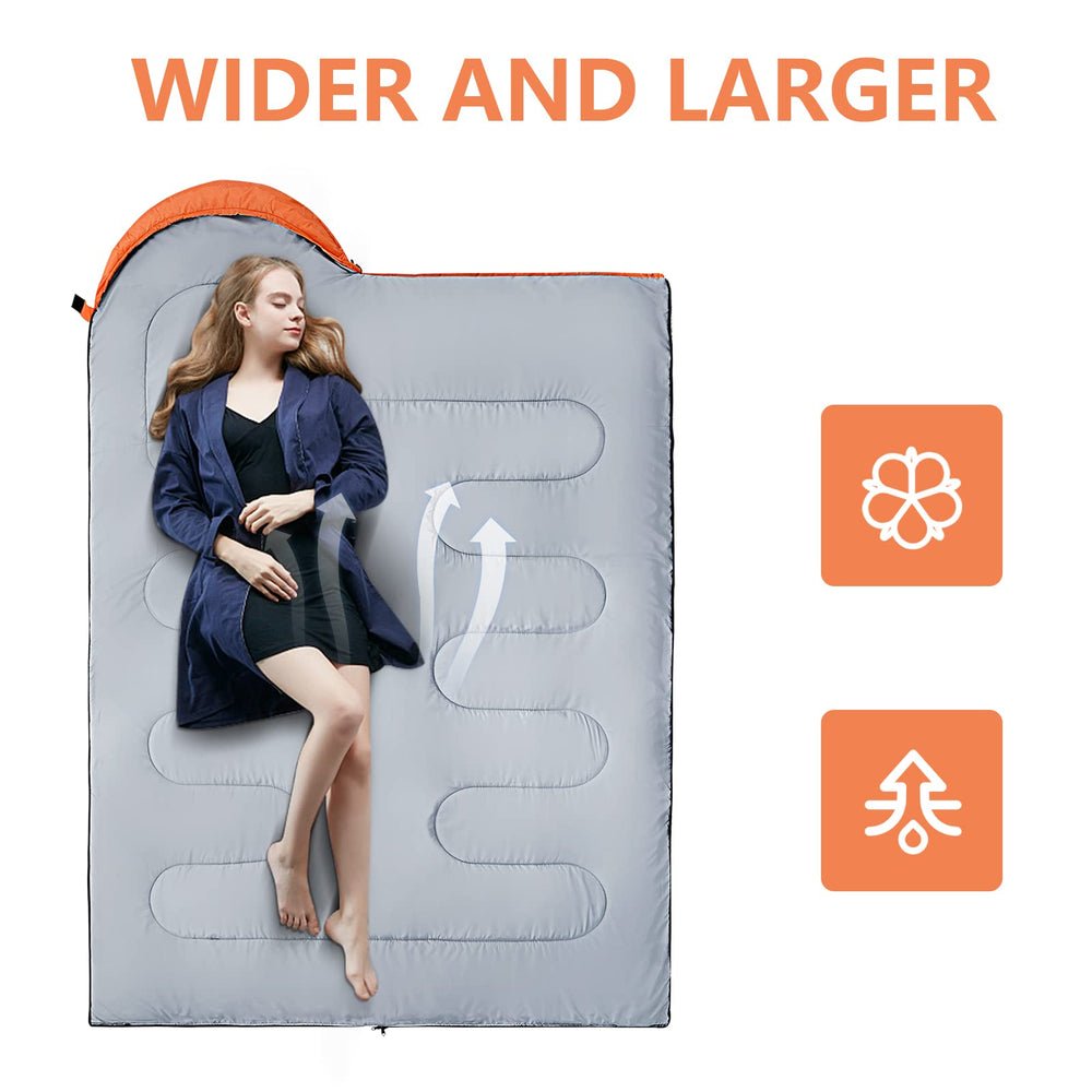ORTHOMTEX sleeping bag lightweight packable design eases backpack travel.