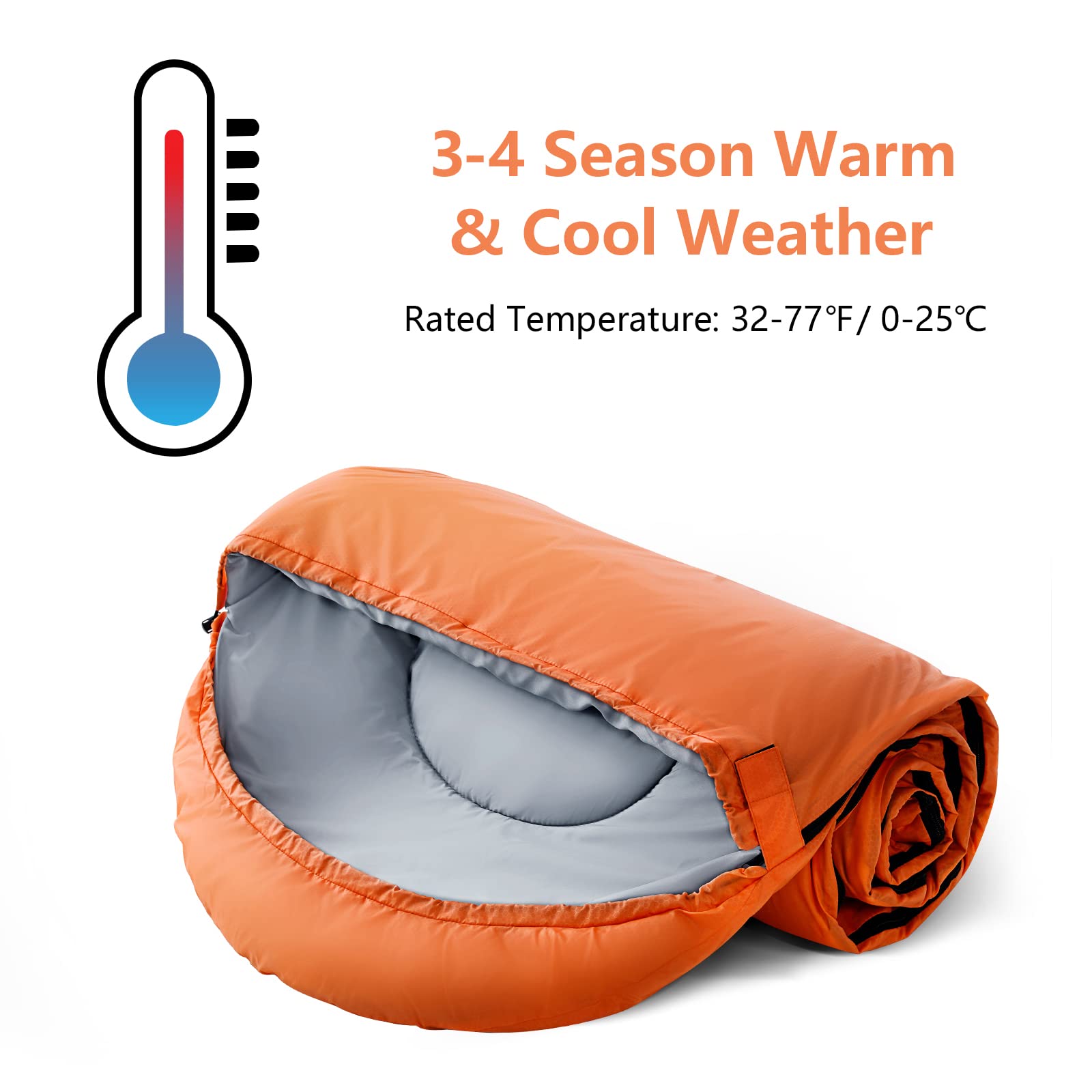 ORTHOMTEX sleeping bag waterproof shell in nylon resists damp conditions.