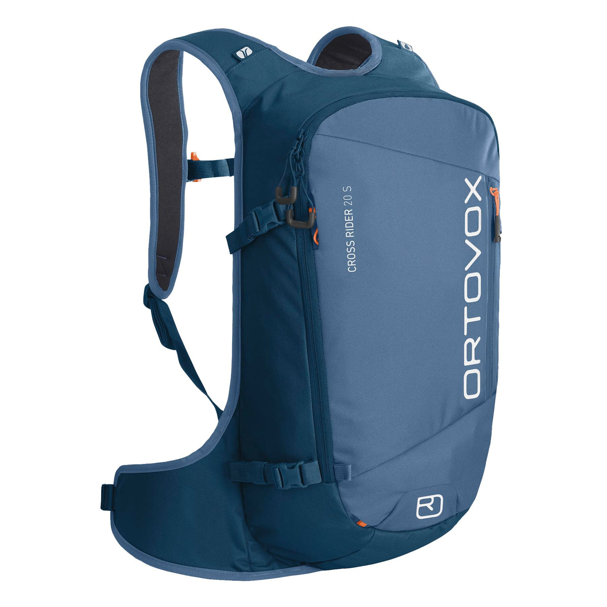 Ortovox Cross Rider 20L front access design streamlines gear retrieval on the slope.