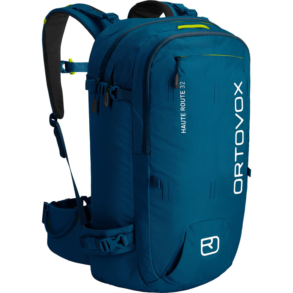 Ortovox Haute Route 32L backpack in petrol blue, designed for backcountry ski days