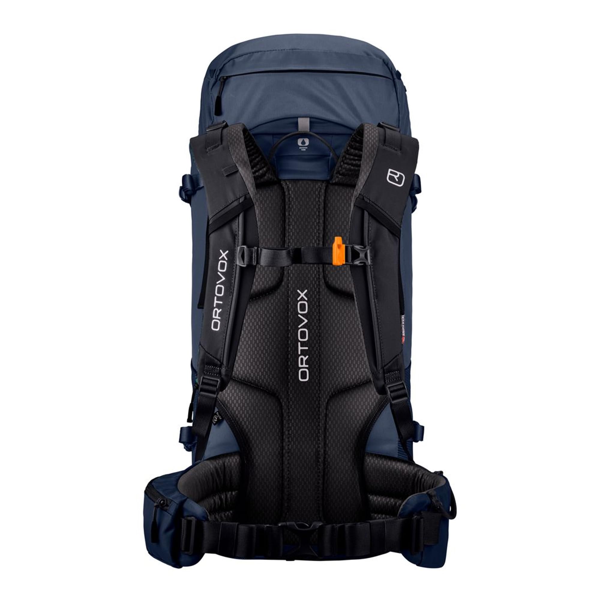 Ortovox Peak 45L side view showing deep-ocean color and durable fabric