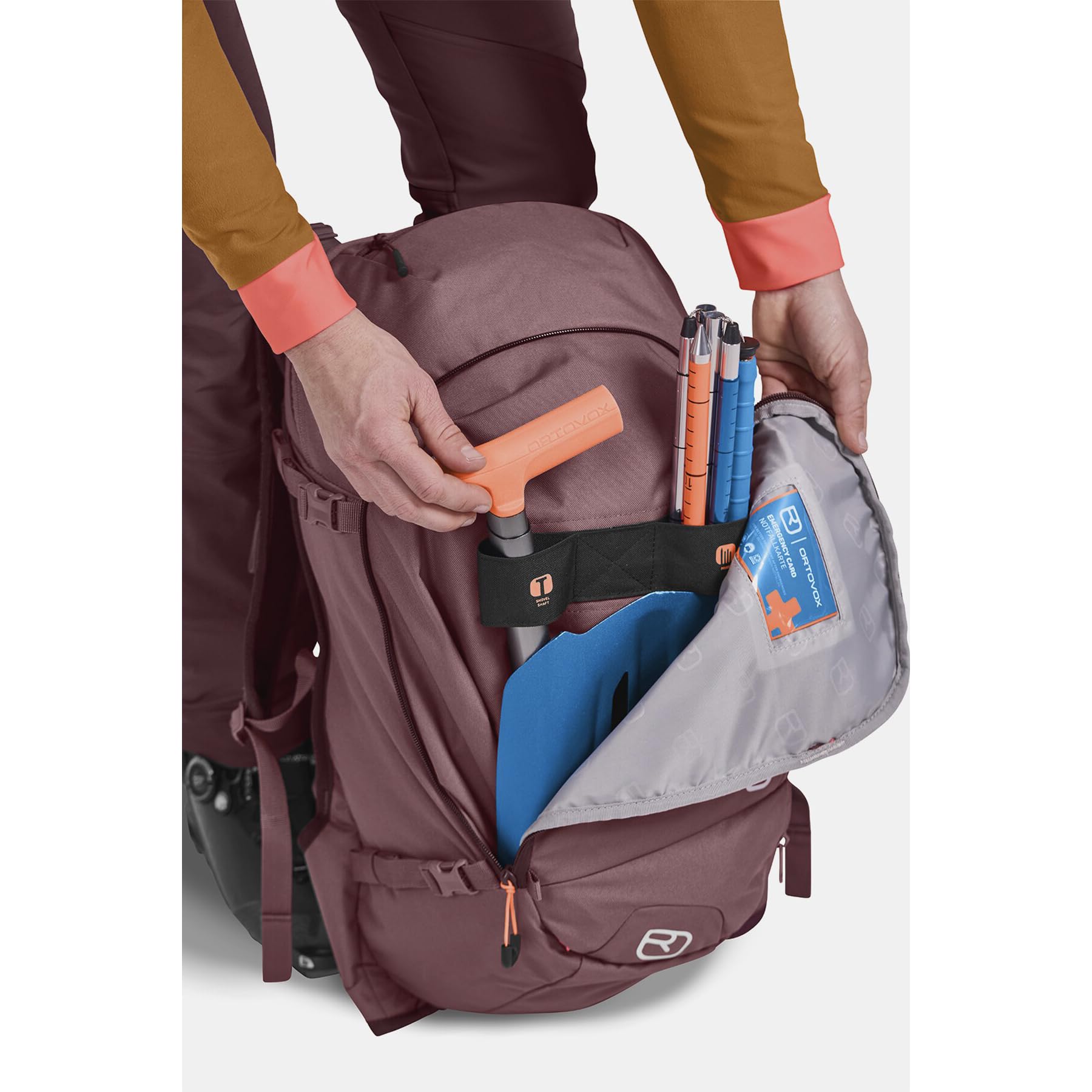 Ortovox Tour Rider 28L S backpack hydration compatible for on-the-go sipping.