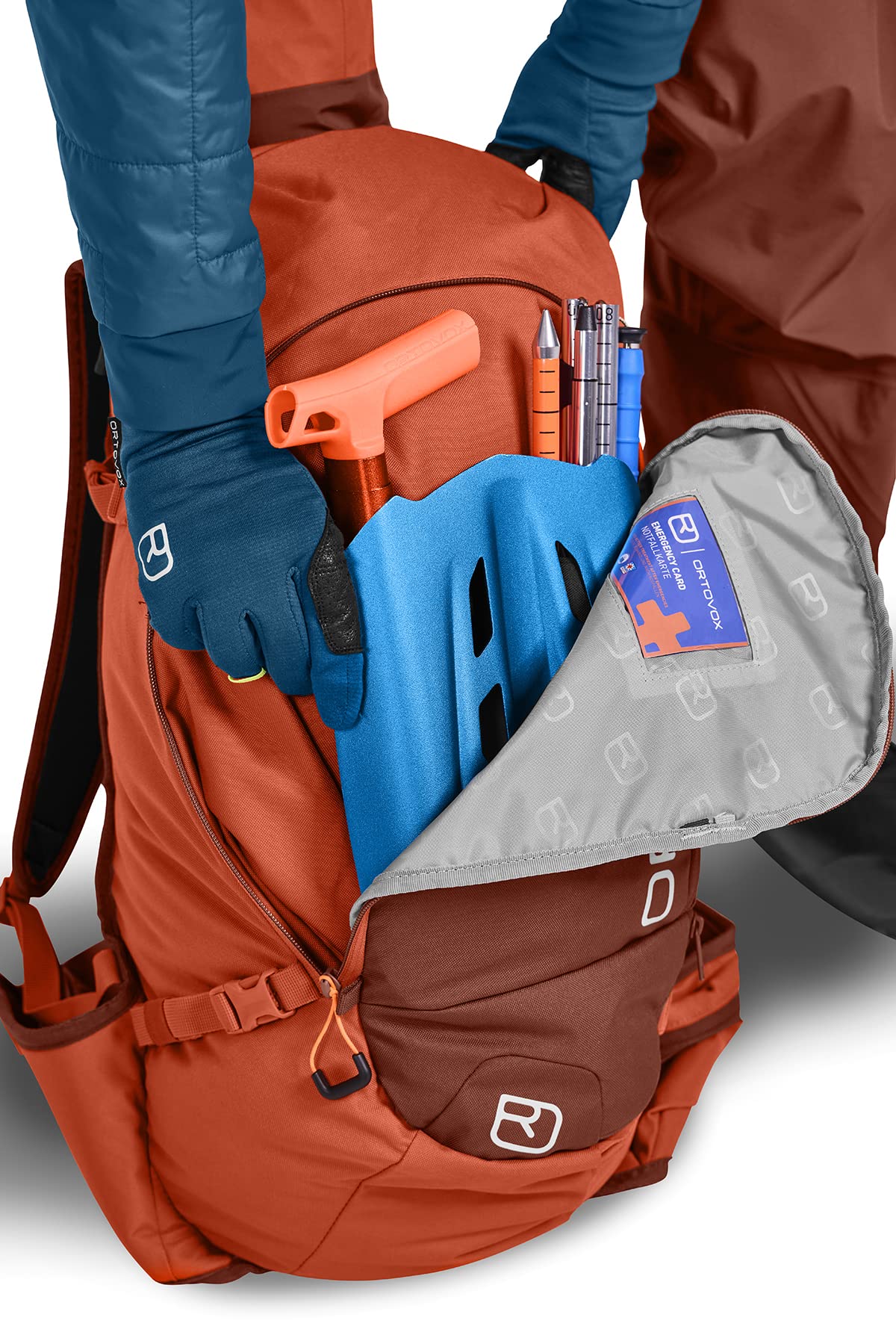 Ortovox Tour Rider 30L side view demonstrates compact fit for alpine routes