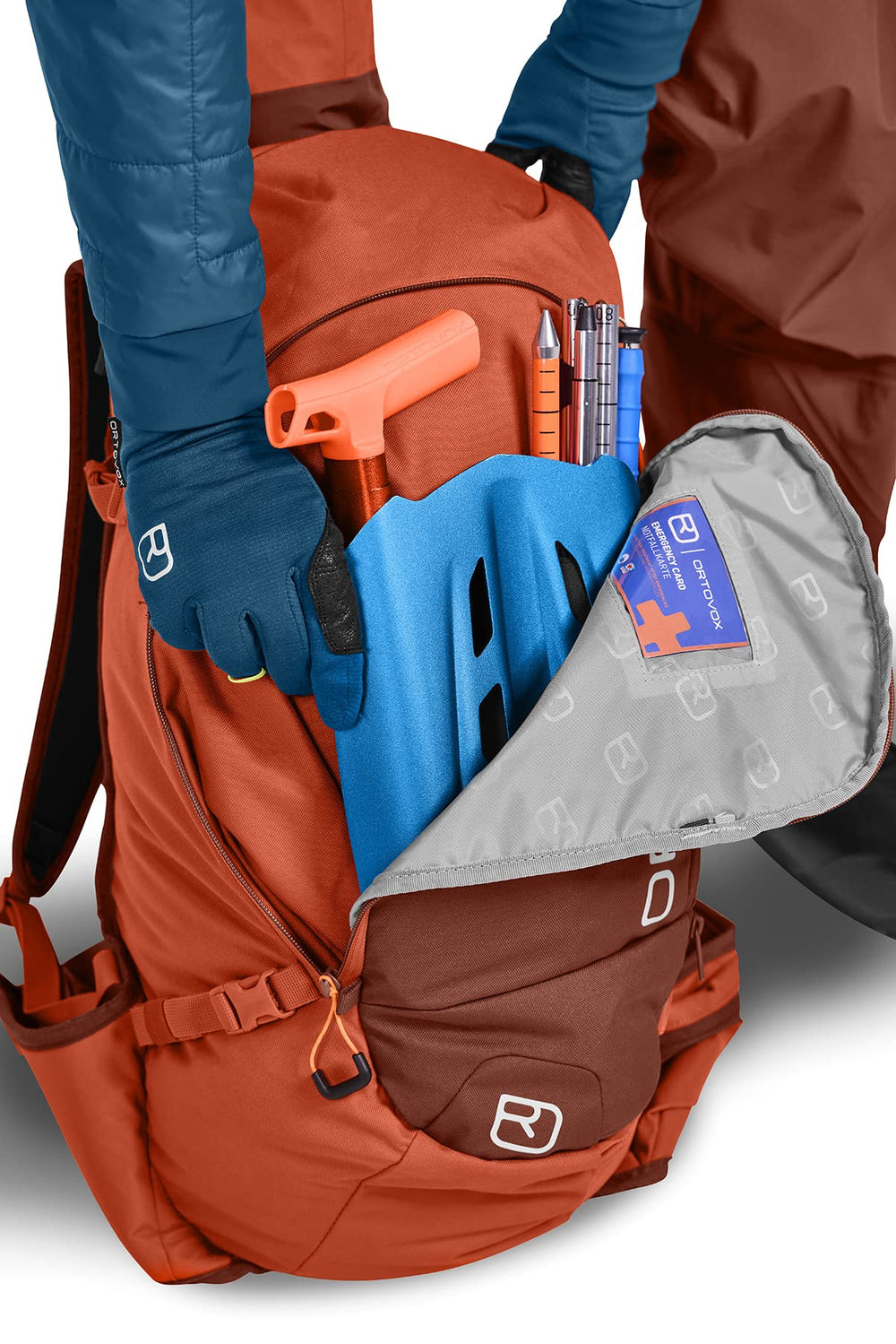 Ortovox Tour Rider 30L side view demonstrates compact fit for alpine routes