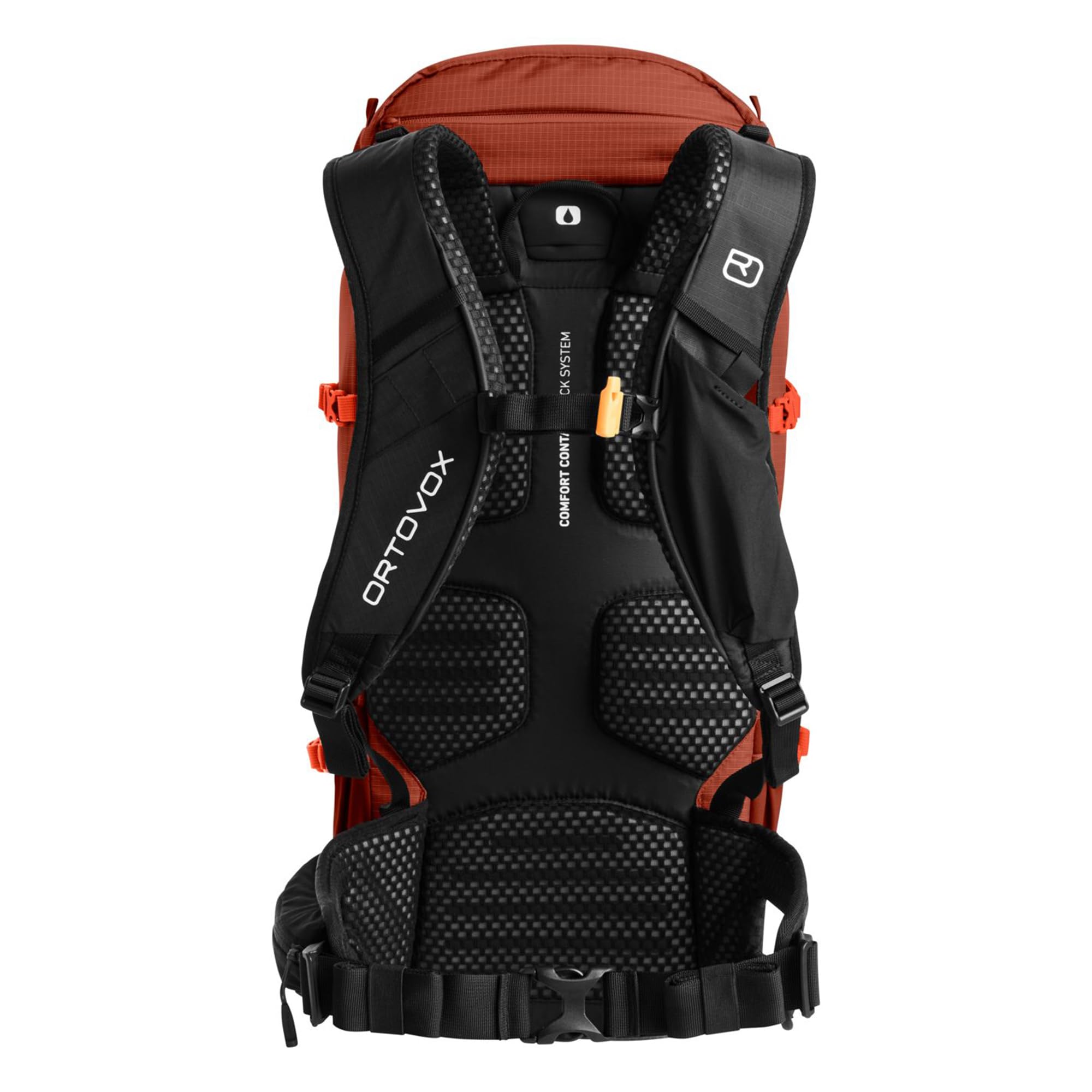 Ortovox Traverse 30L front pocket for quick access to layers and essentials.