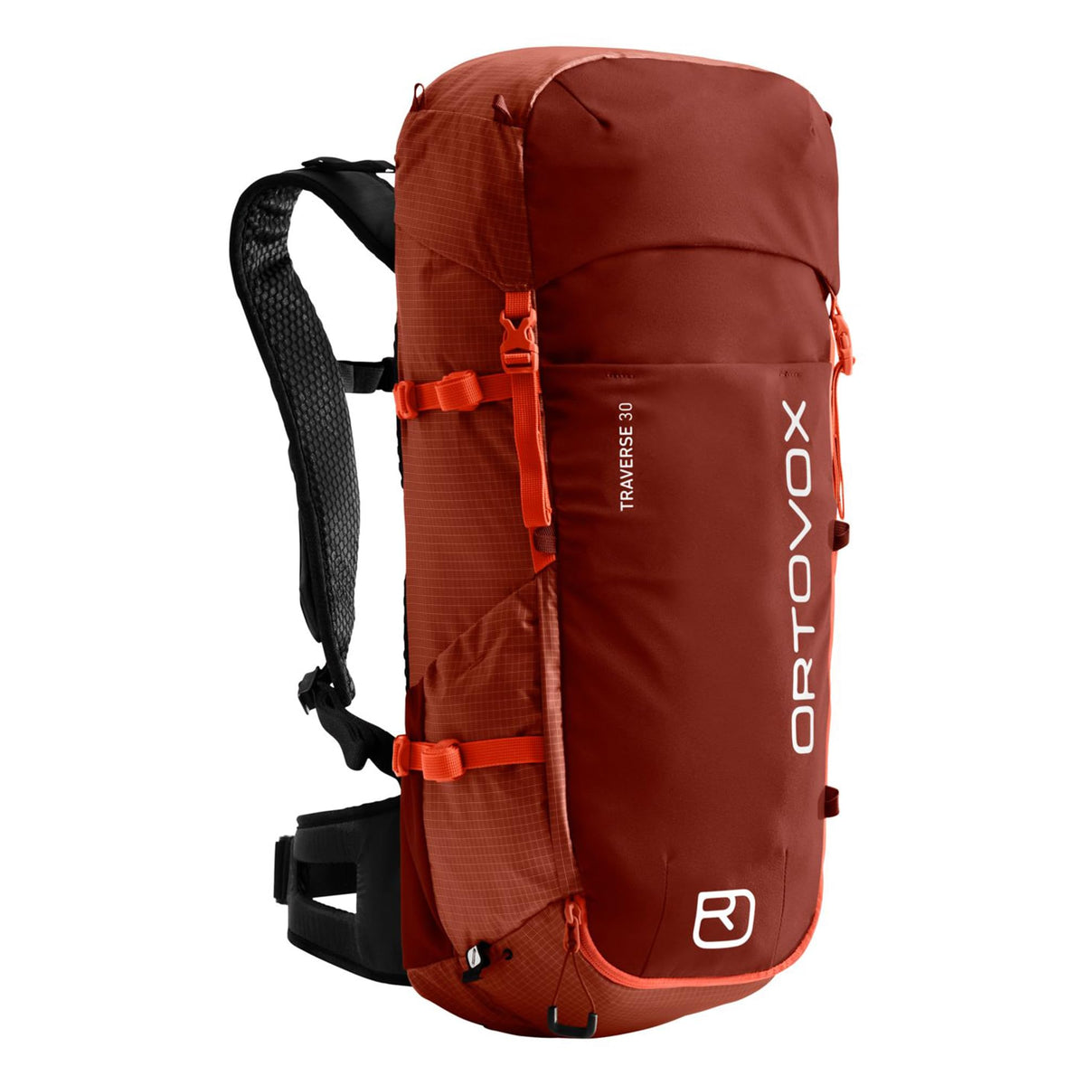 Ortovox Traverse 30L main compartment offers organized gear access for alpine climbs.