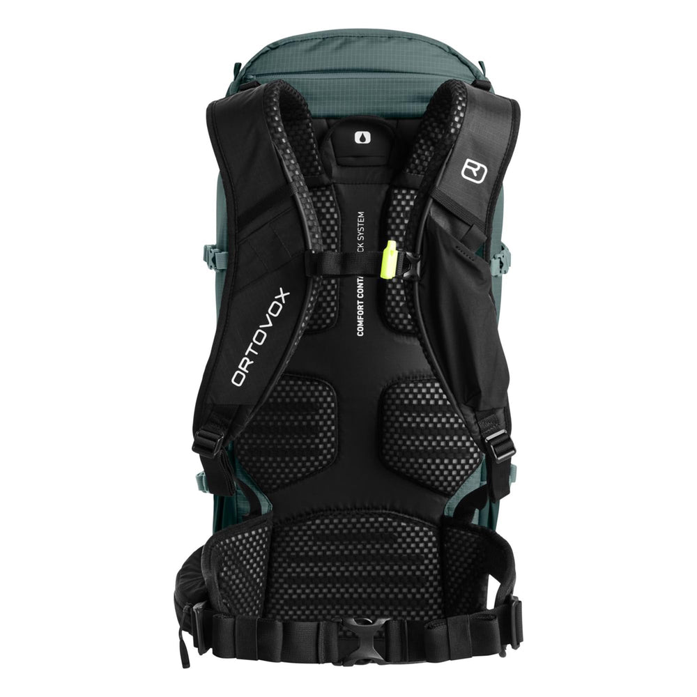 Ortovox Traverse 30L back system displays airflow-enabled Comfort Contact for all-day comfort