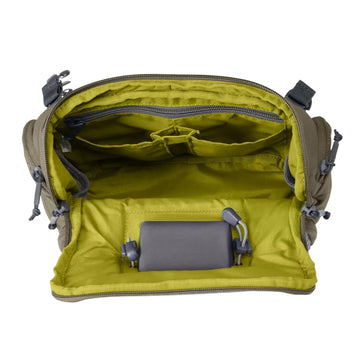Orvis chest fly-pack shows docking station ready to hold six spools.