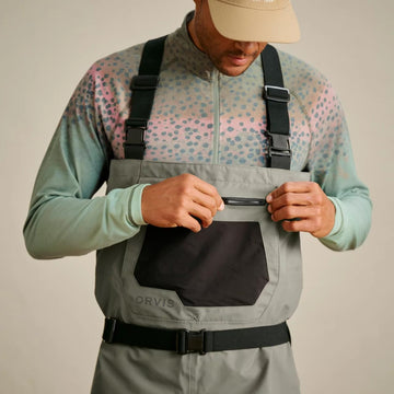 Orvis Clearwater chest waders neoprene gravel guards reduce debris collection
