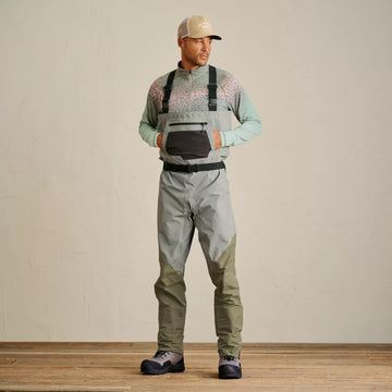 Orvis Clearwater waders with neoprene booties for warm, dry footing