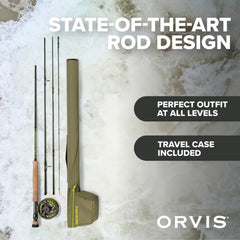 Orvis Encounter Outfit backing visible, dependable line capacity.