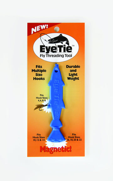 Top view of Eye Tie Threader with magnetic slots for fly sizes 4-8, 10-14, 16-24