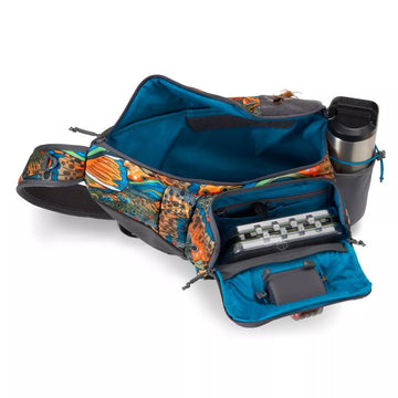 Orvis sling pack worn on the shoulder frees casting arm during river days