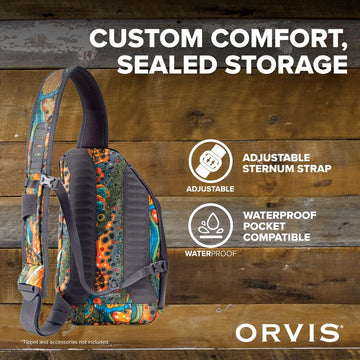 Orvis Mini Sling Pack eco CORDURA fabric close-up shows durable recycled material