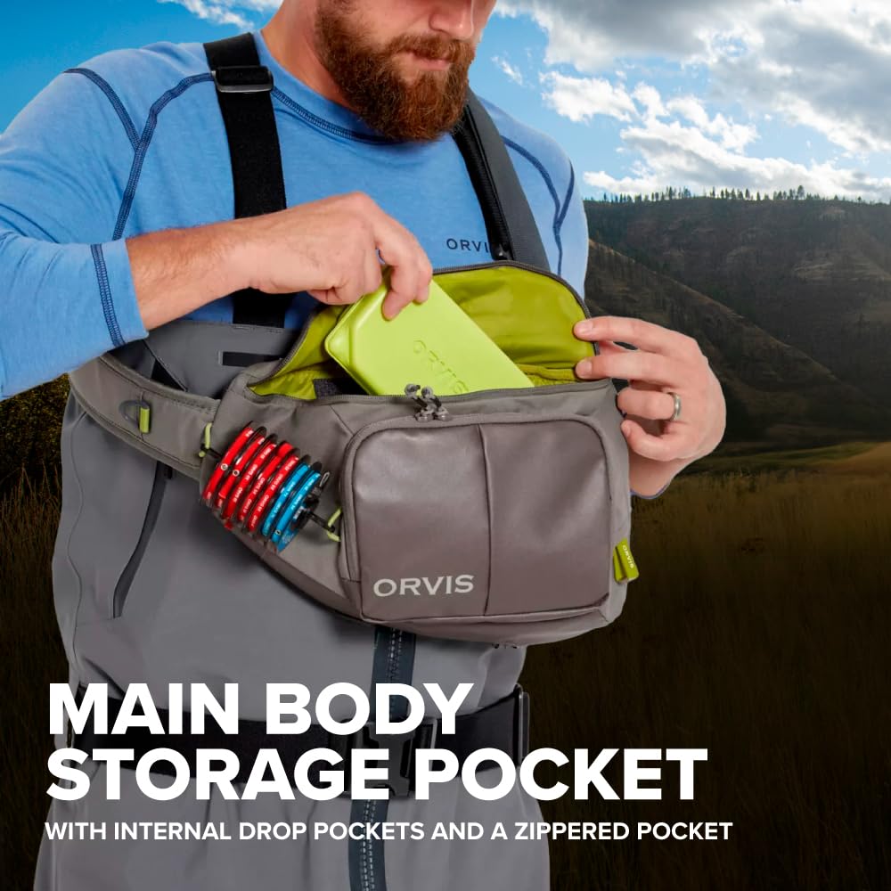 Orvis Mini Sling Pack front docking station enables quick item retrieval