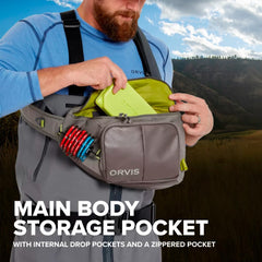Orvis Mini Sling Pack front docking station enables quick item retrieval