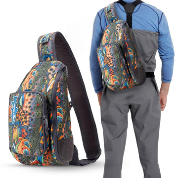 Orvis Mini Sling Pack interior organizer showing tidy pockets for flies and tippet