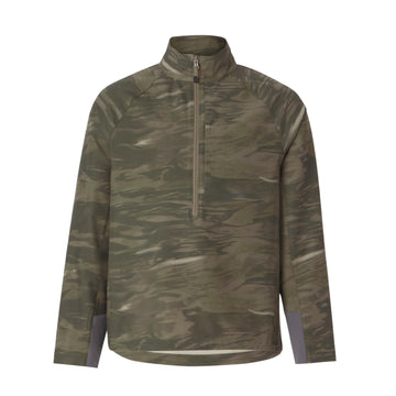 Orvis Pro lightweight softshell pullover dusk camo, front view, versatile wind and moisture protection for outdoor wear