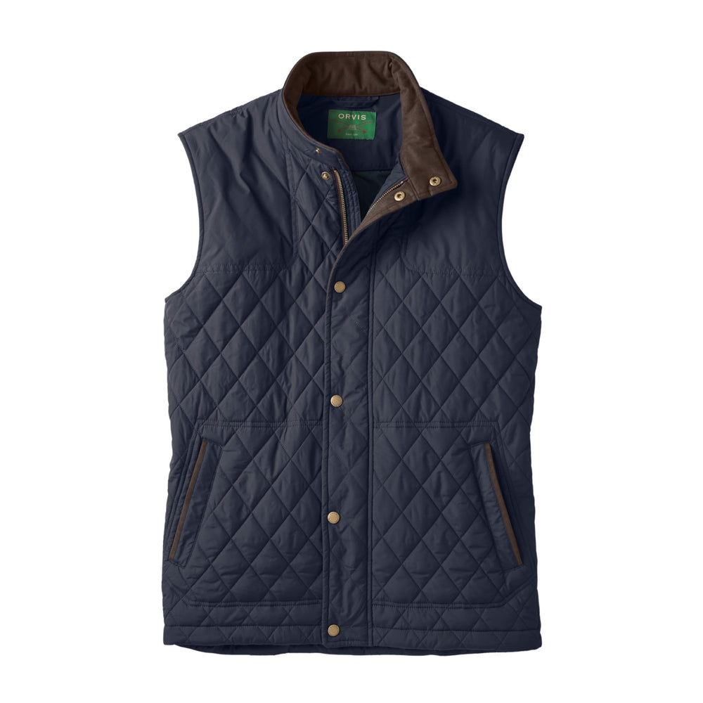 Orvis Route 7 quilted lightweight vest with core design, ideal for hiking warmth.