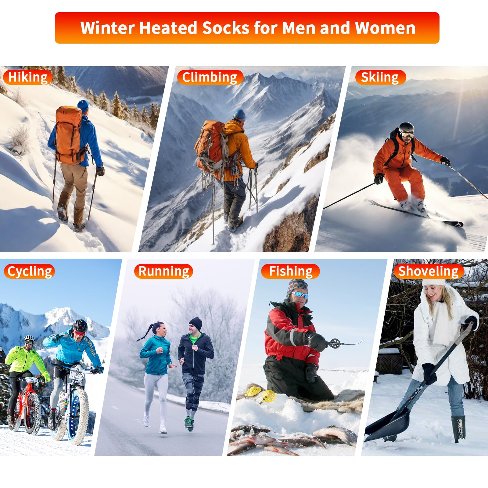Orznez heated socks show charging indicators for planning.