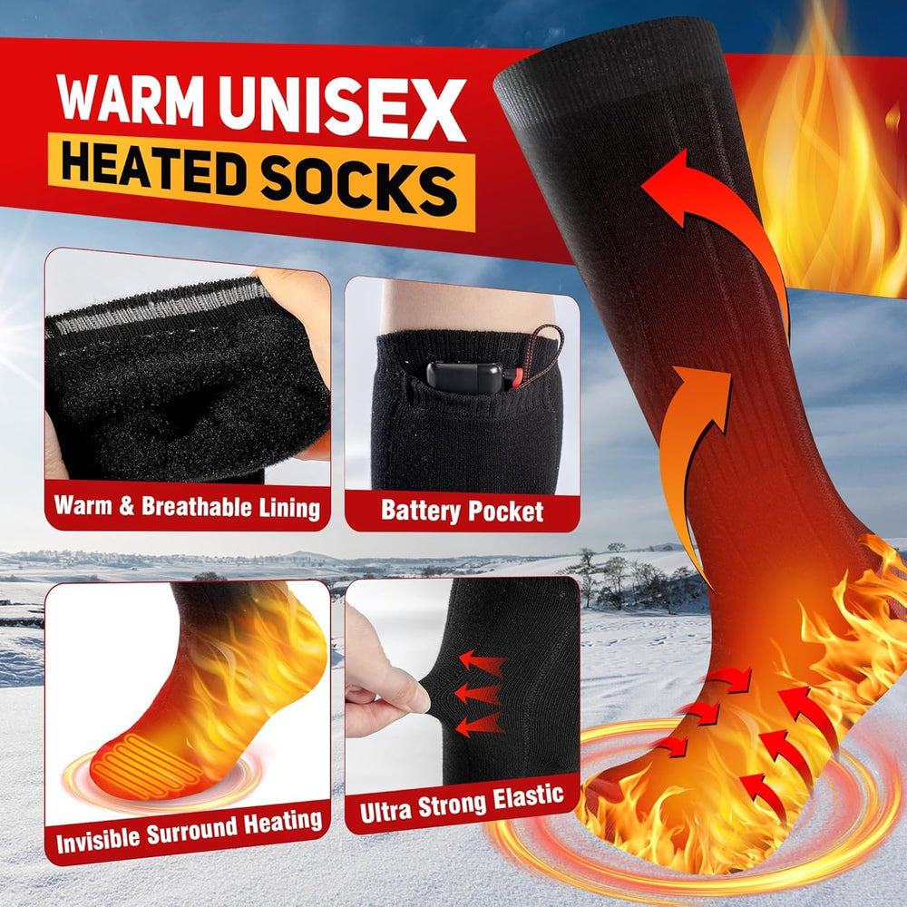 Orznez heated socks ideal for hiking and outdoor activities.