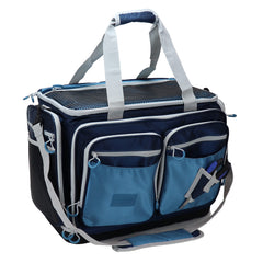 OSAGE RIVER large tackle bag front view shows organized space for eight tackle boxes