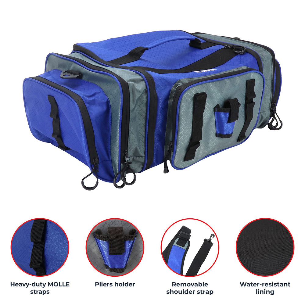OSAGE RIVER large main compartment holds up to three tackle trays for organization