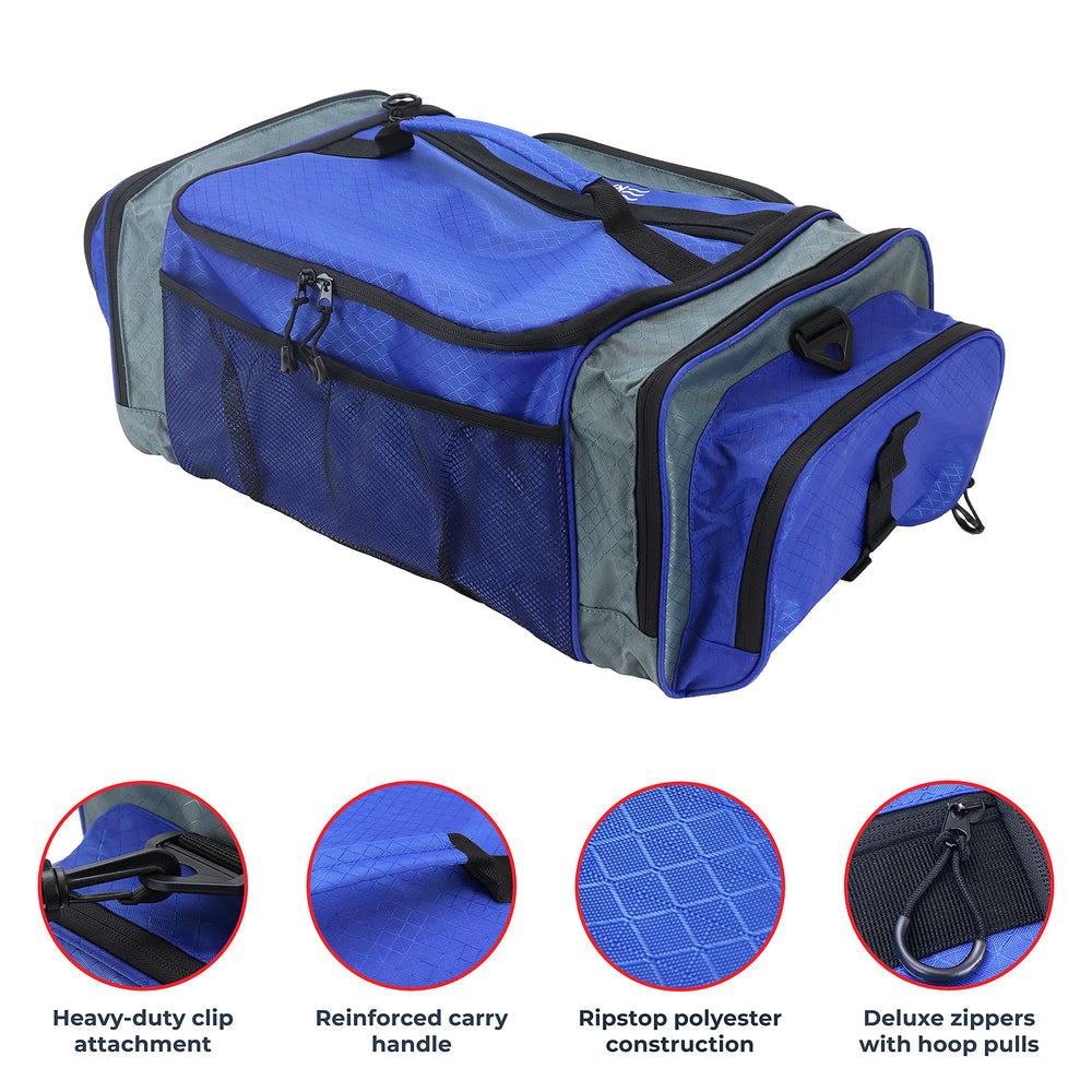 OSAGE RIVER tackle bag features water-resistant ripstop shell to protect gear