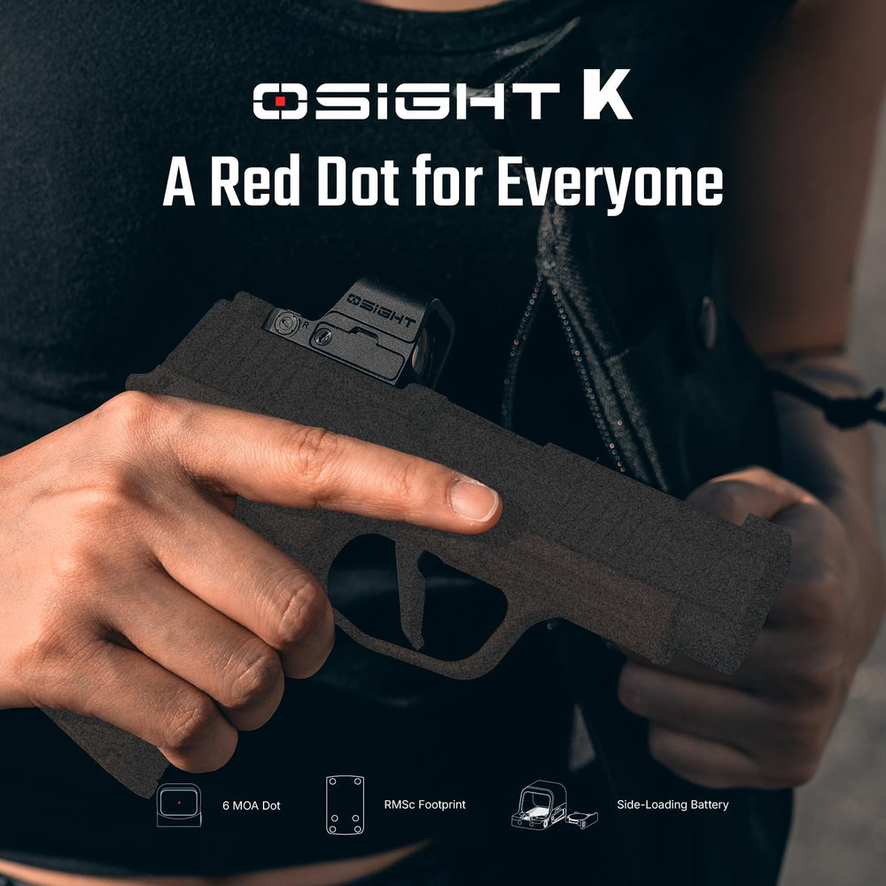 Osight K Micro dot close-up reticle, aiding rapid confirmation of targets
