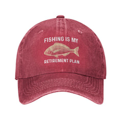 Ositerpz Fishing Is My Retirement Plan hat, front view, ideal for outdoor wear and casual style.