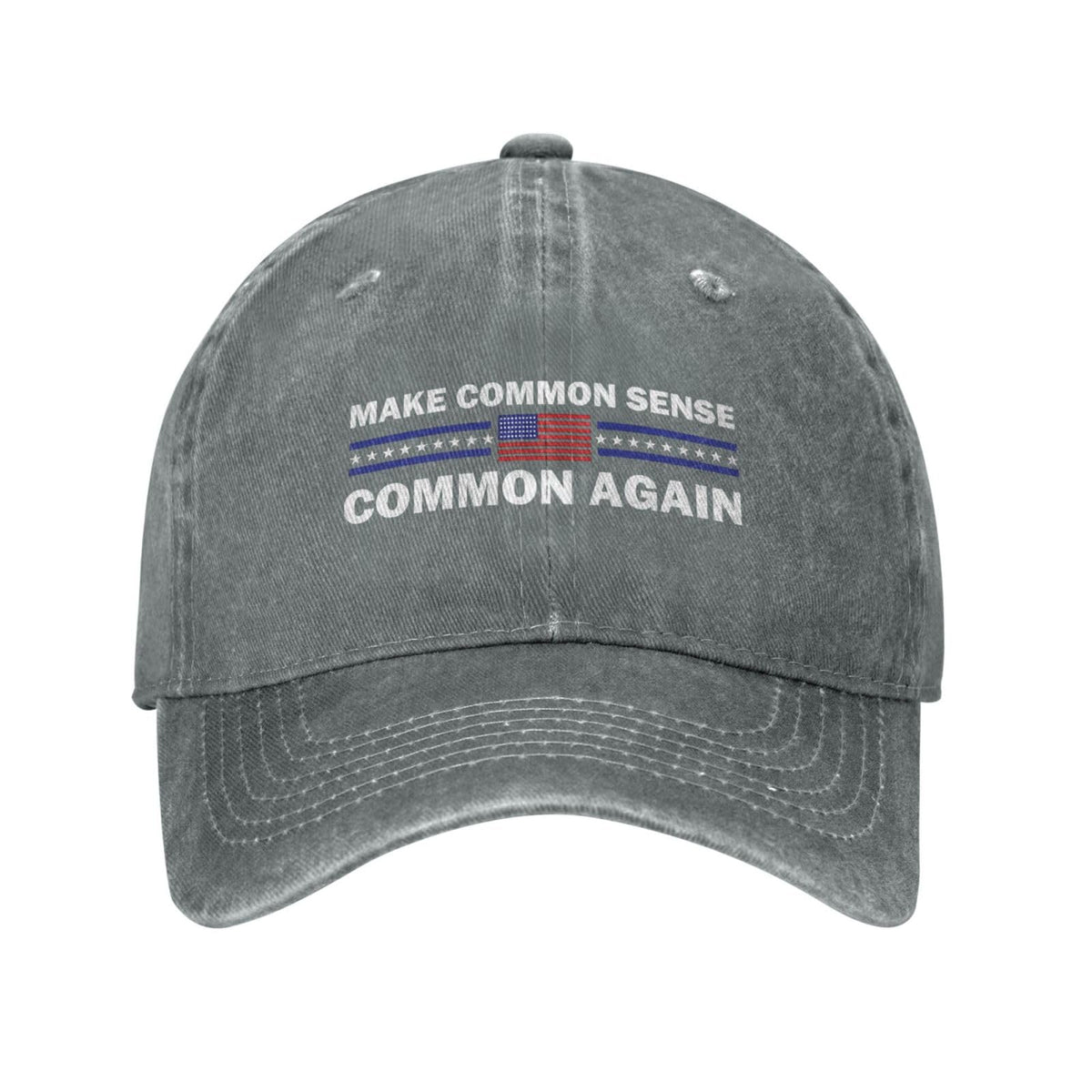 Ositerpz Make Common Sense Cap gray with distressed wash for everyday wear.