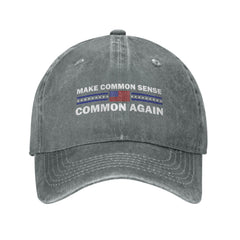 Ositerpz Make Common Sense Cap gray with distressed wash for everyday wear.