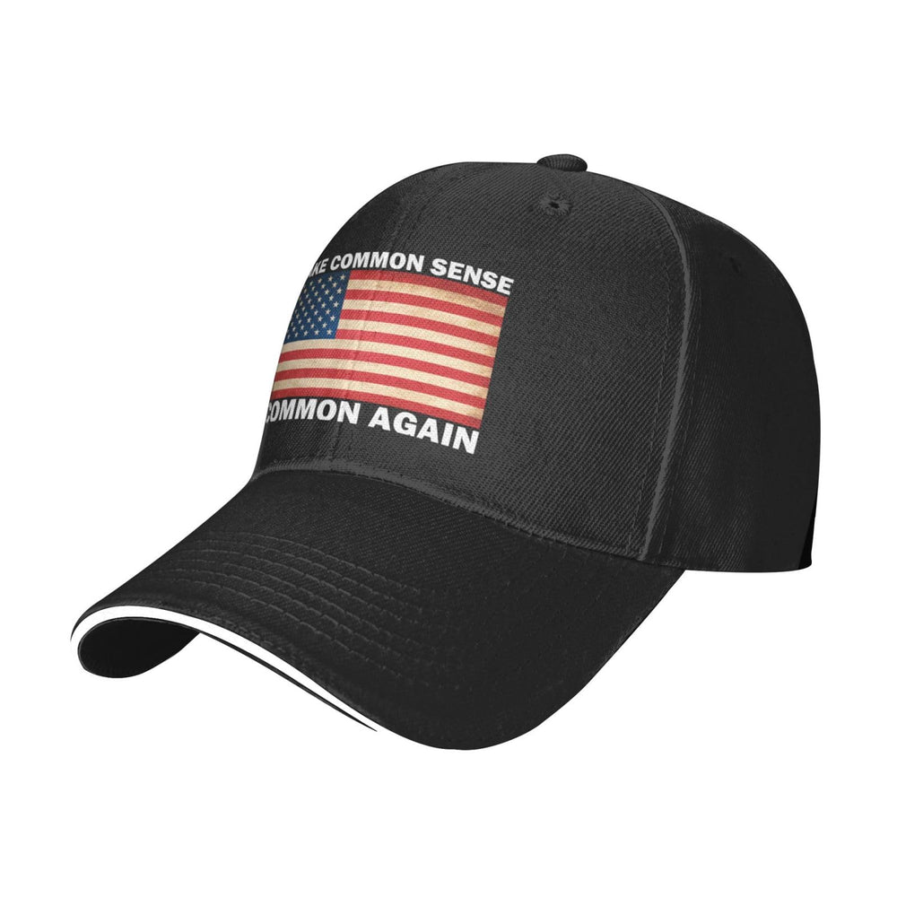 Ositerpz Make Common Sense Common Again hat side view for casual outfits.