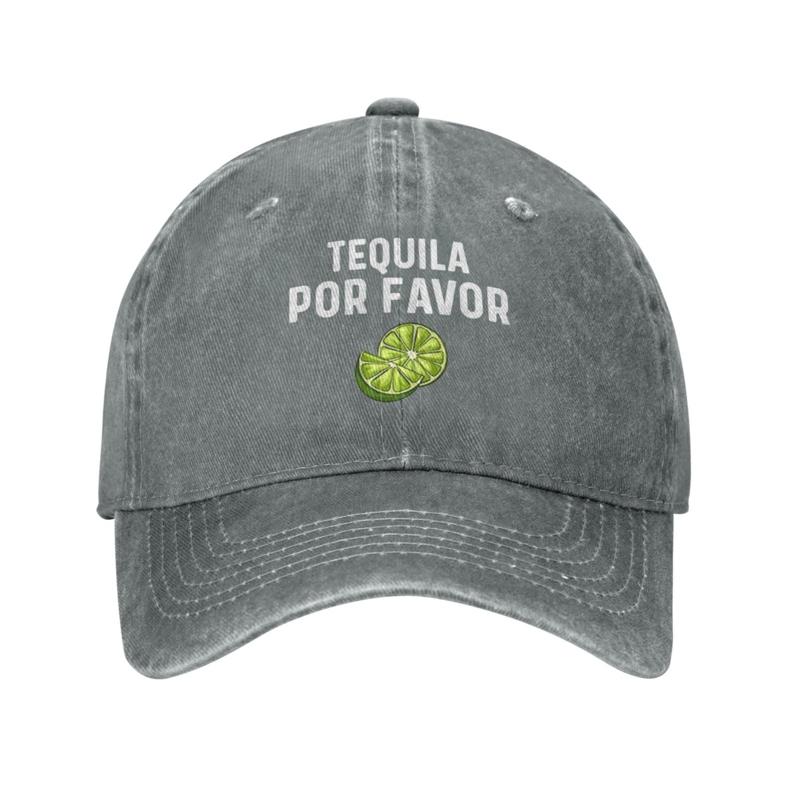 Ositerpz Tequila Por Favor hat front view, casual everyday wear with vintage denim vibe.