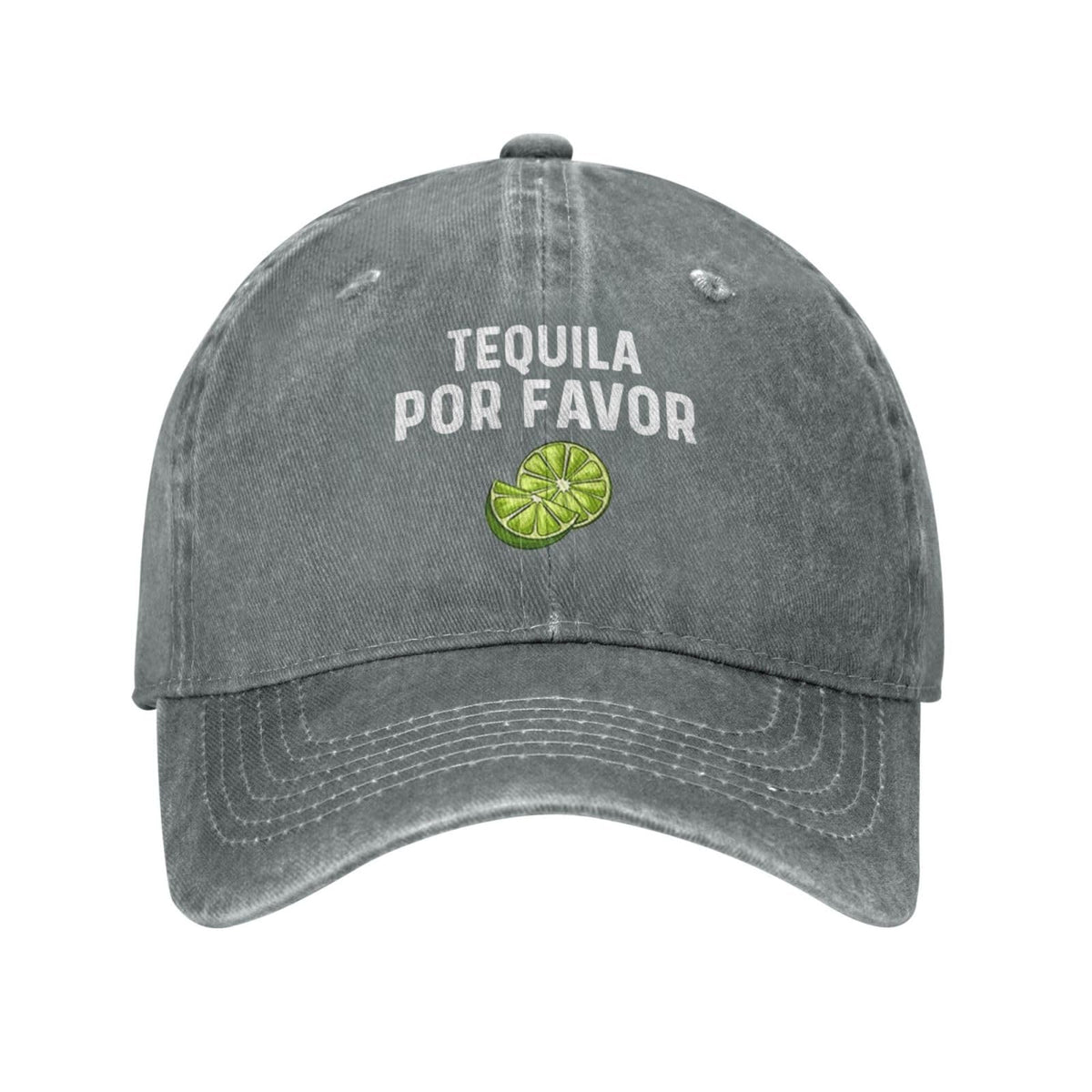 Ositerpz Tequila Por Favor hat front view, casual everyday wear with vintage denim vibe.