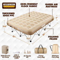 Osluken queen air mattress at 25inch height for easy access