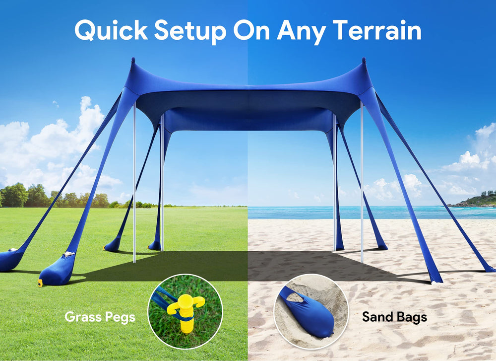 Osoeri Beach Tent sturdy ground pegs secure on multiple surfaces.