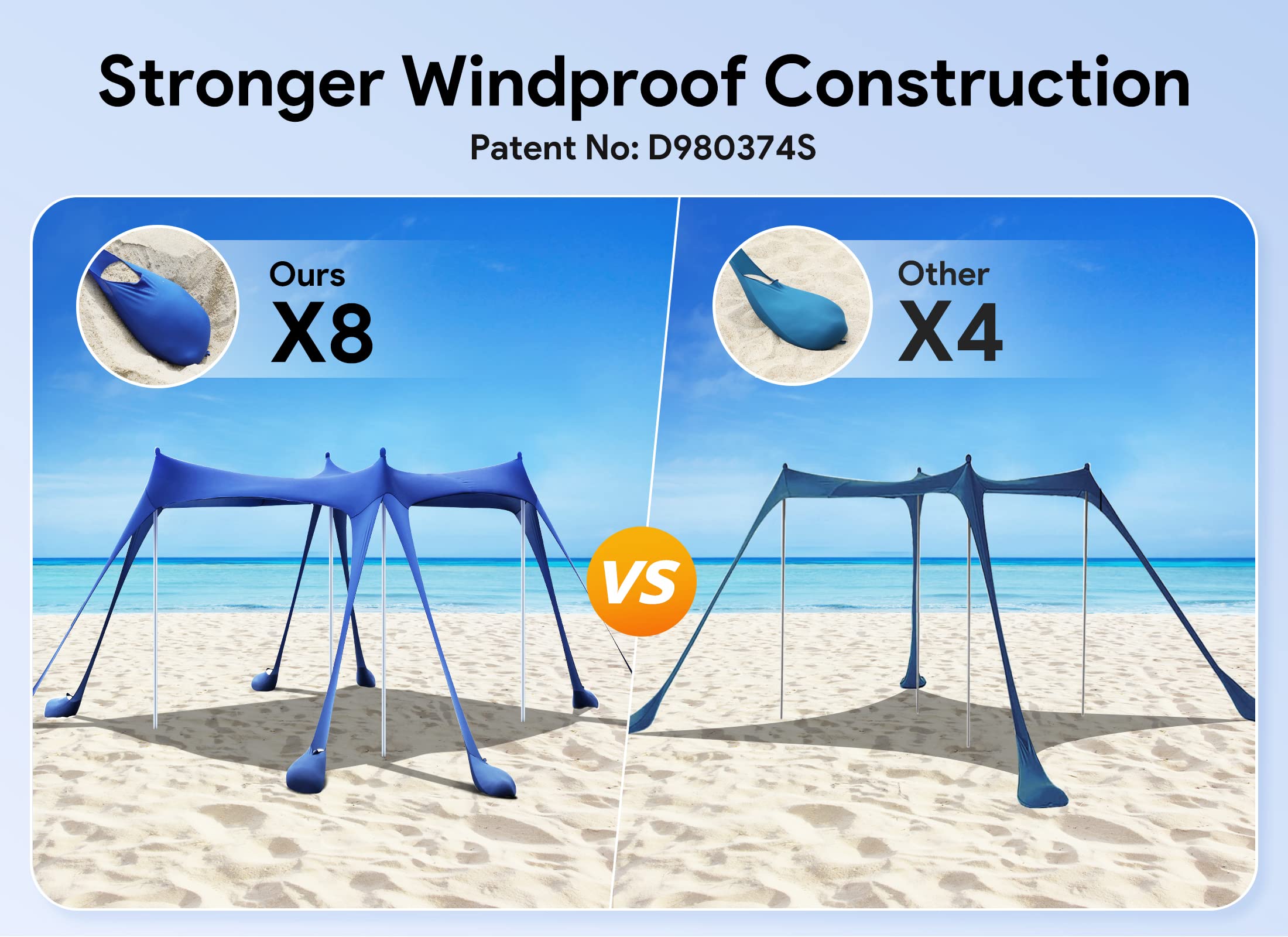 Osoeri Beach Tent quick setup lets one person assemble in minutes.
