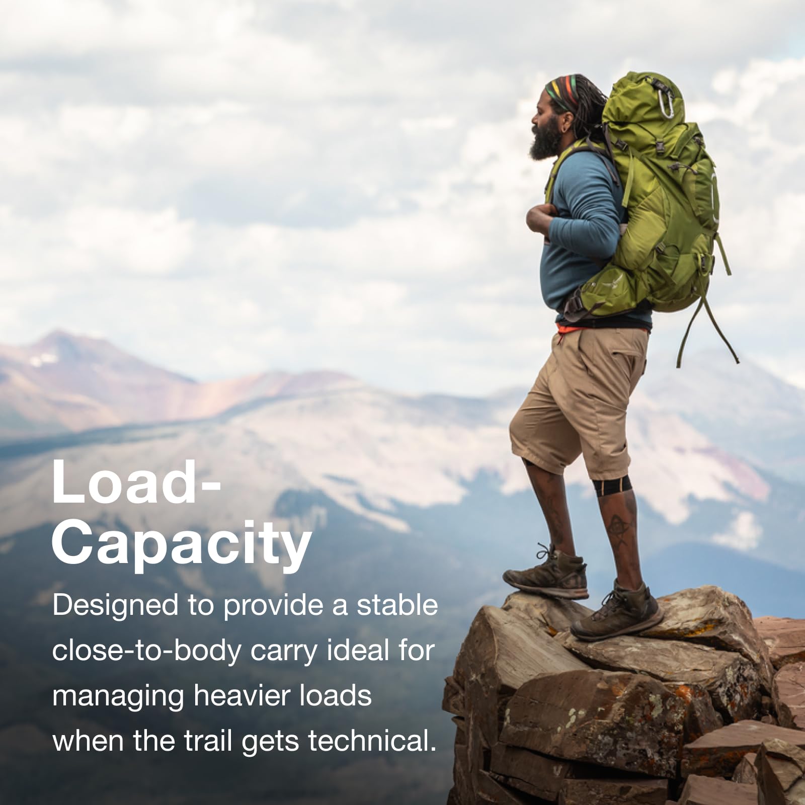 Osprey Aether 55L airscape backpanel promotes breathable contact and close-to-body feel