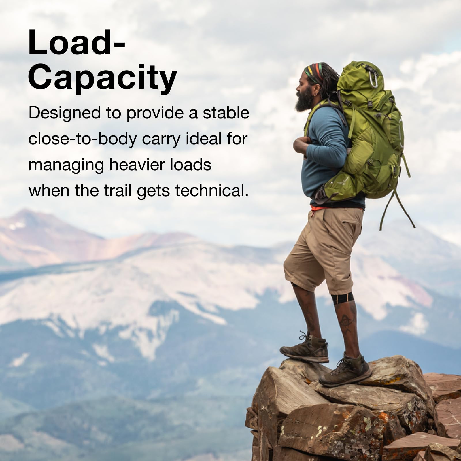 Osprey Aether 55L demonstrates close-to-body carry during movement
